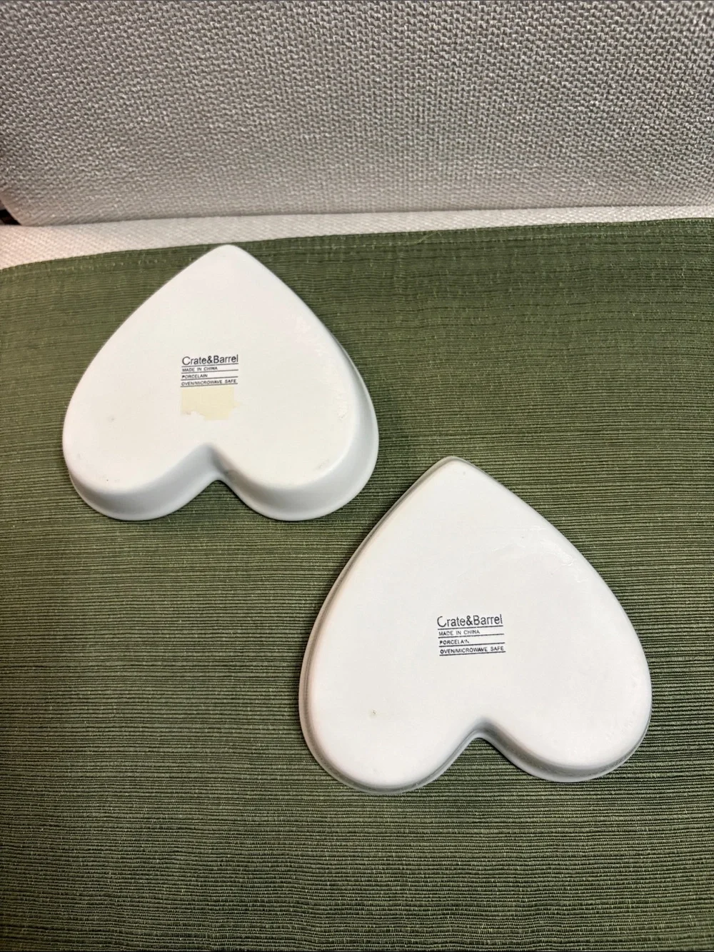 Crate & Barrel White Heart Serving Dishes - Set of 2